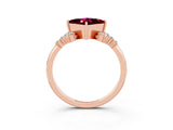 Rose gold Princess Cut Garnet Ring with Side Stones and Four-Prong Setting_39