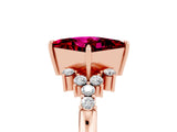 Rose gold Princess Cut Garnet Ring with Side Stones and Four-Prong Setting_41