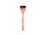 Rose gold Princess Cut Garnet Solitaire Celtic Knot Ring with Four-Prong Setting_14