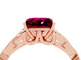 Rose gold Princess Cut Garnet Solitaire Celtic Knot Ring with Four-Prong Setting_16