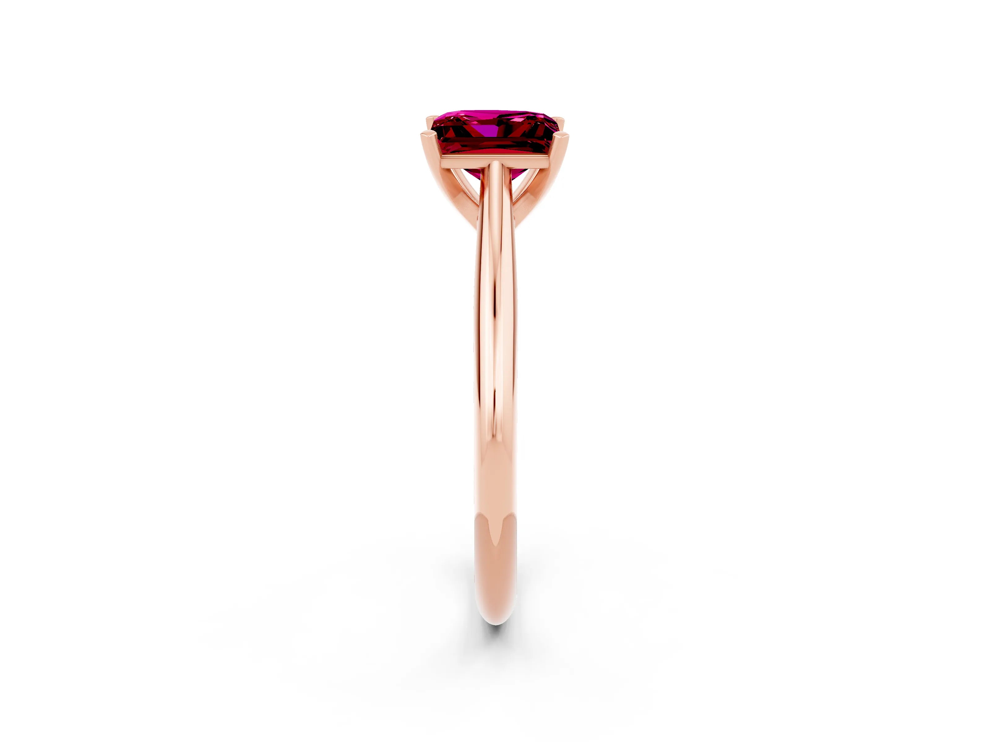 Rose gold Princess Cut Garnet Solitaire Engagement Ring with Cathedral Setting and Four-Prong Mount_14