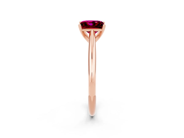 Rose gold Princess Cut Garnet Solitaire Engagement Ring with Cathedral Setting and Four-Prong Mount