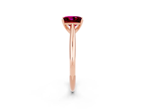 Rose gold Princess Cut Garnet Solitaire Engagement Ring with Cathedral Setting and Four-Prong Mount_14