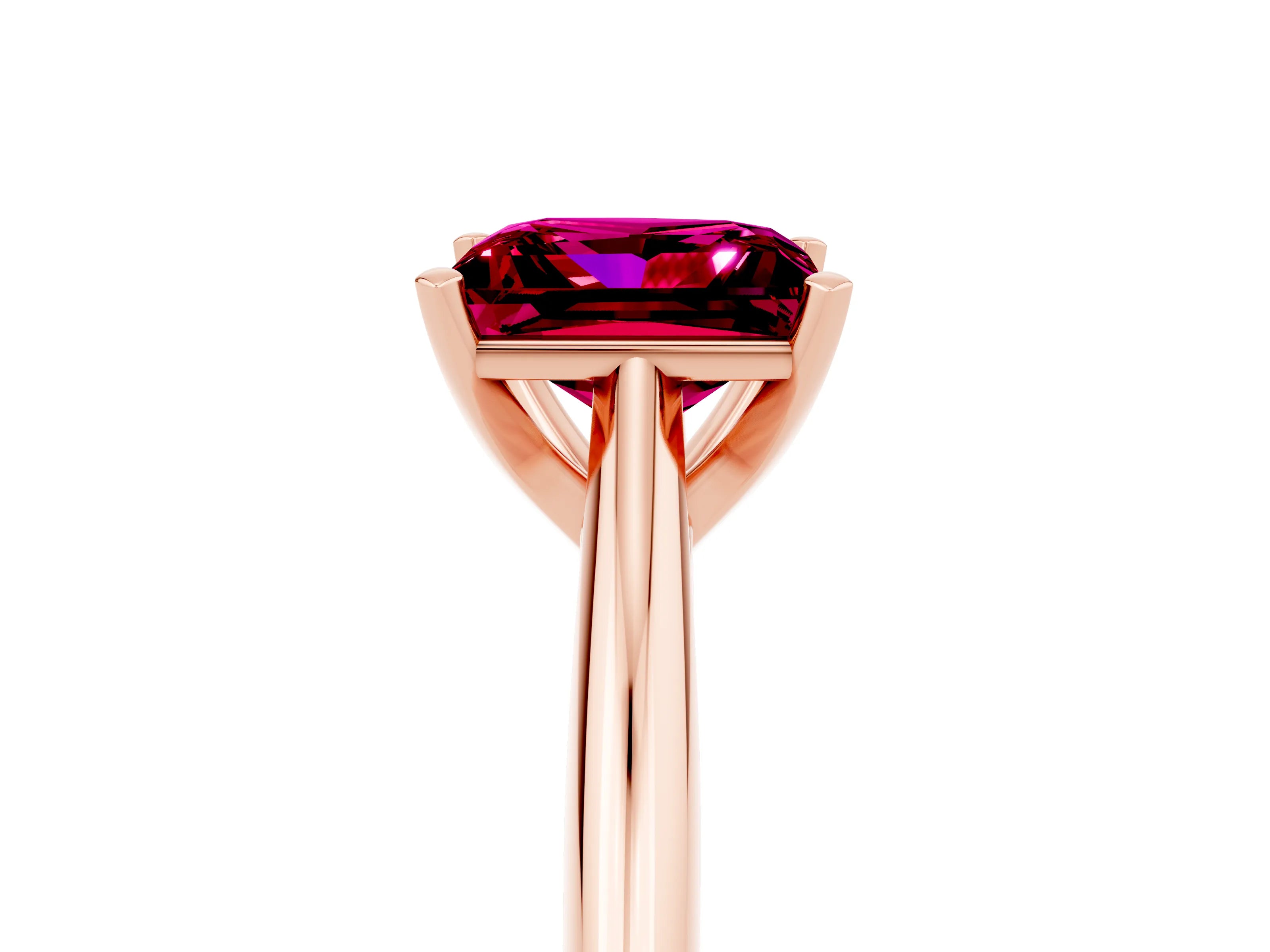 Rose gold Princess Cut Garnet Solitaire Engagement Ring with Cathedral Setting and Four-Prong Mount_17