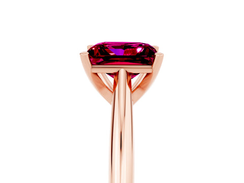 Rose gold Princess Cut Garnet Solitaire Engagement Ring with Cathedral Setting and Four-Prong Mount_17