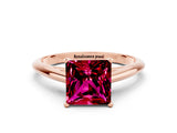 Rose gold Princess Cut Garnet Solitaire Engagement Ring with Cathedral Setting and Four-Prong Mount_18