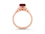 Rose gold Princess Cut Garnet Solitaire Engagement Ring with Cathedral Setting and Four-Prong Mount_21