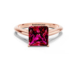 Rose gold Princess Cut Garnet Solitaire Engagement Ring with Cathedral Setting and Four-Prong Mount_66