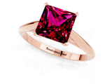 Rose gold Princess Cut Garnet Solitaire Engagement Ring with Cathedral Setting and Four-Prong Mount_67