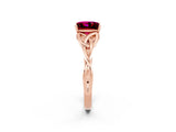 Rose gold Princess Cut Garnet Solitaire Engagement Ring with Celtic Knot Band and Four-Prong Setting_2