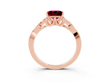Rose gold Princess Cut Garnet Solitaire Engagement Ring with Celtic Knot Band and Four-Prong Setting_3