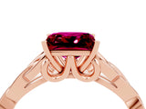 Rose gold Princess Cut Garnet Solitaire Engagement Ring with Celtic Knot Band and Four-Prong Setting_4