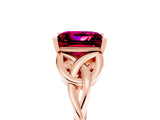 Rose gold Princess Cut Garnet Solitaire Engagement Ring with Celtic Knot Band and Four-Prong Setting_5
