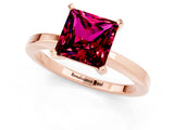 Rose gold Princess Cut Garnet Solitaire Engagement Ring with Classic Band and Four-Prong Setting_25