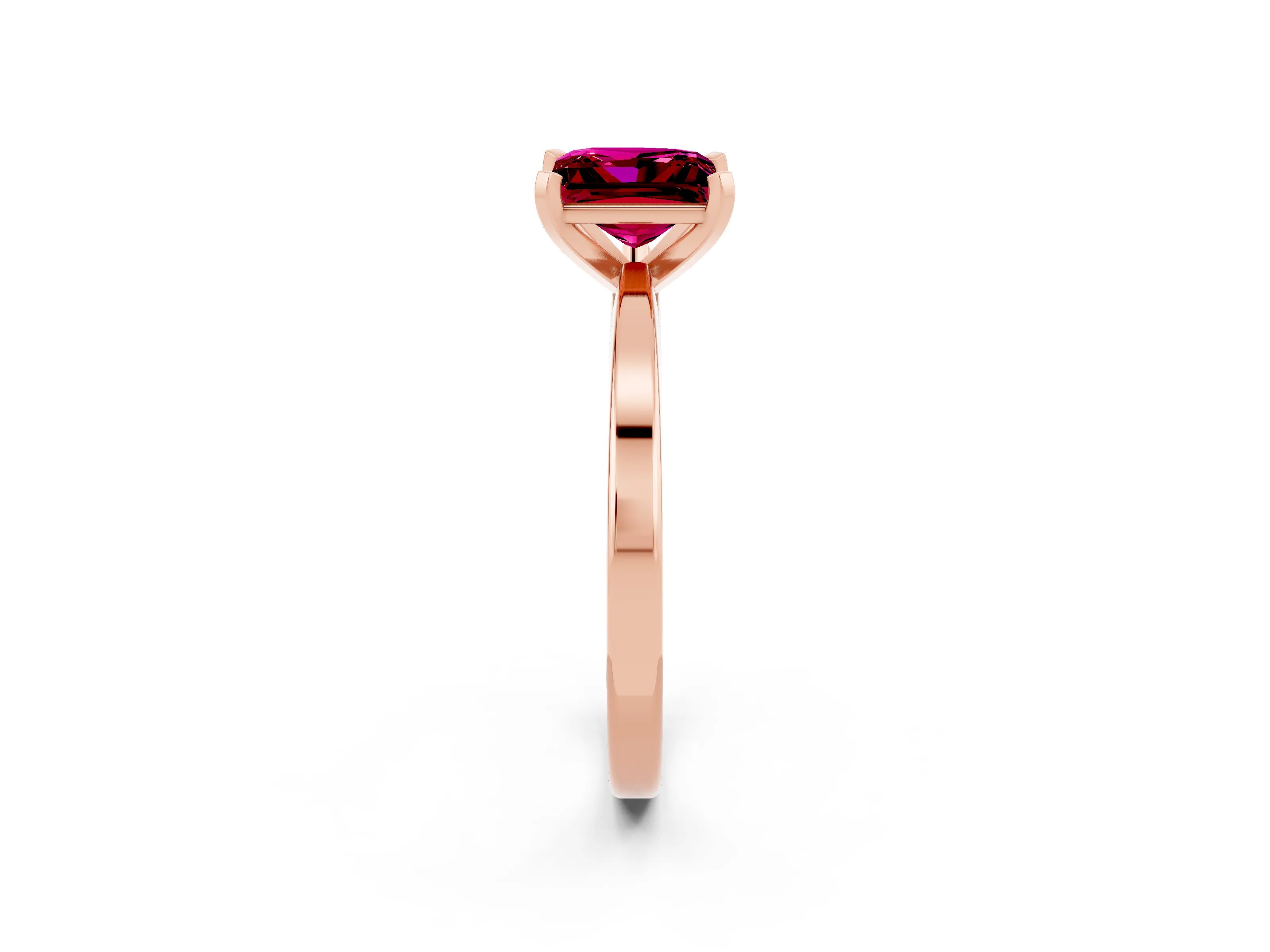 Rose gold Princess Cut Garnet Solitaire Engagement Ring with Classic Band and Four-Prong Setting_26