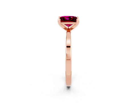 Rose gold Princess Cut Garnet Solitaire Engagement Ring with Classic Band and Four-Prong Setting_26