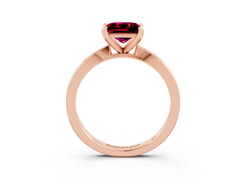 Rose gold Princess Cut Garnet Solitaire Engagement Ring with Classic Band and Four-Prong Setting_27