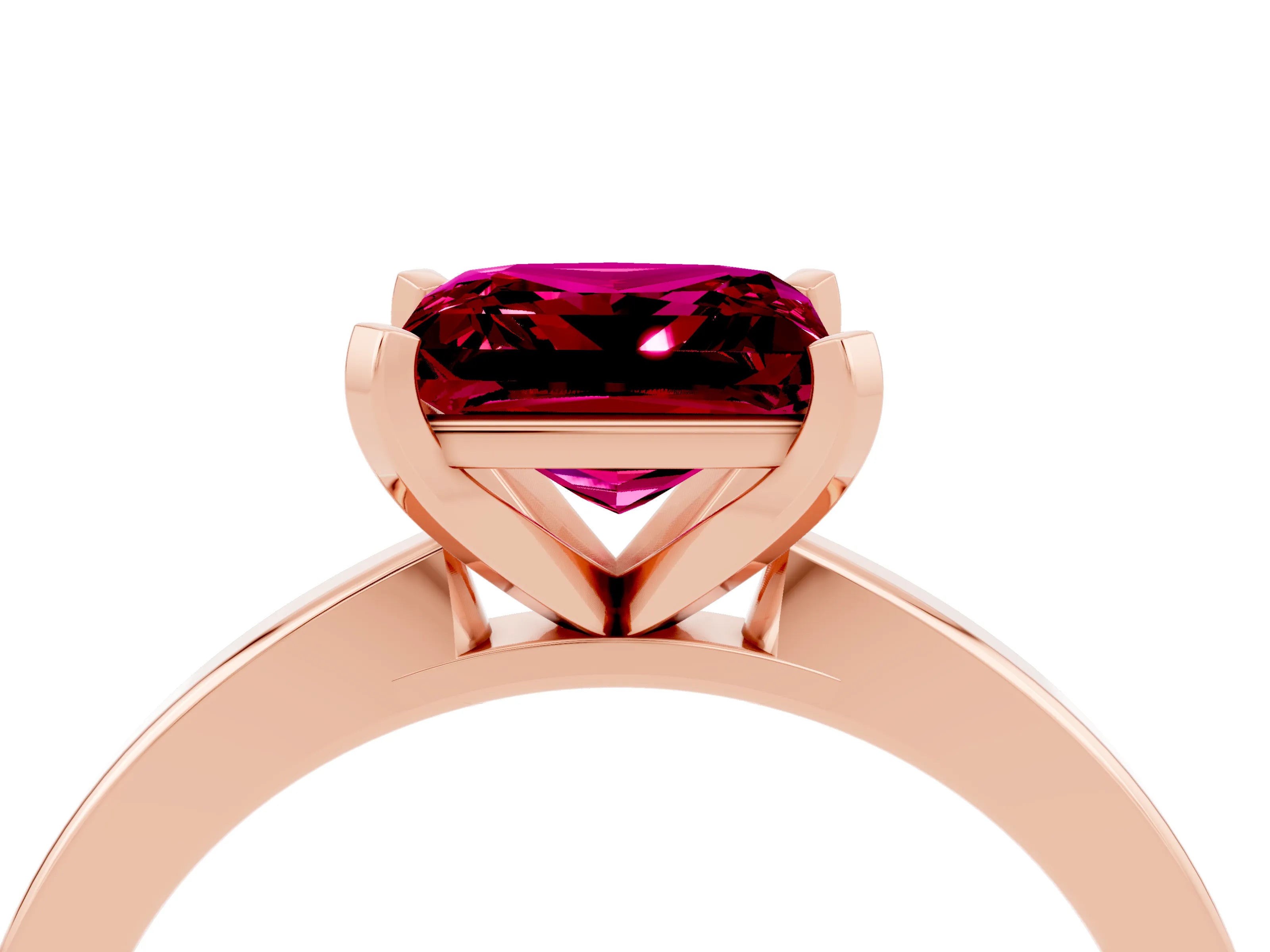 Rose gold Princess Cut Garnet Solitaire Engagement Ring with Classic Band and Four-Prong Setting_28