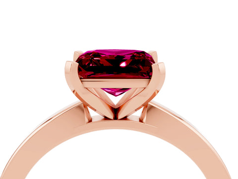 Rose gold Princess Cut Garnet Solitaire Engagement Ring with Classic Band and Four-Prong Setting_28