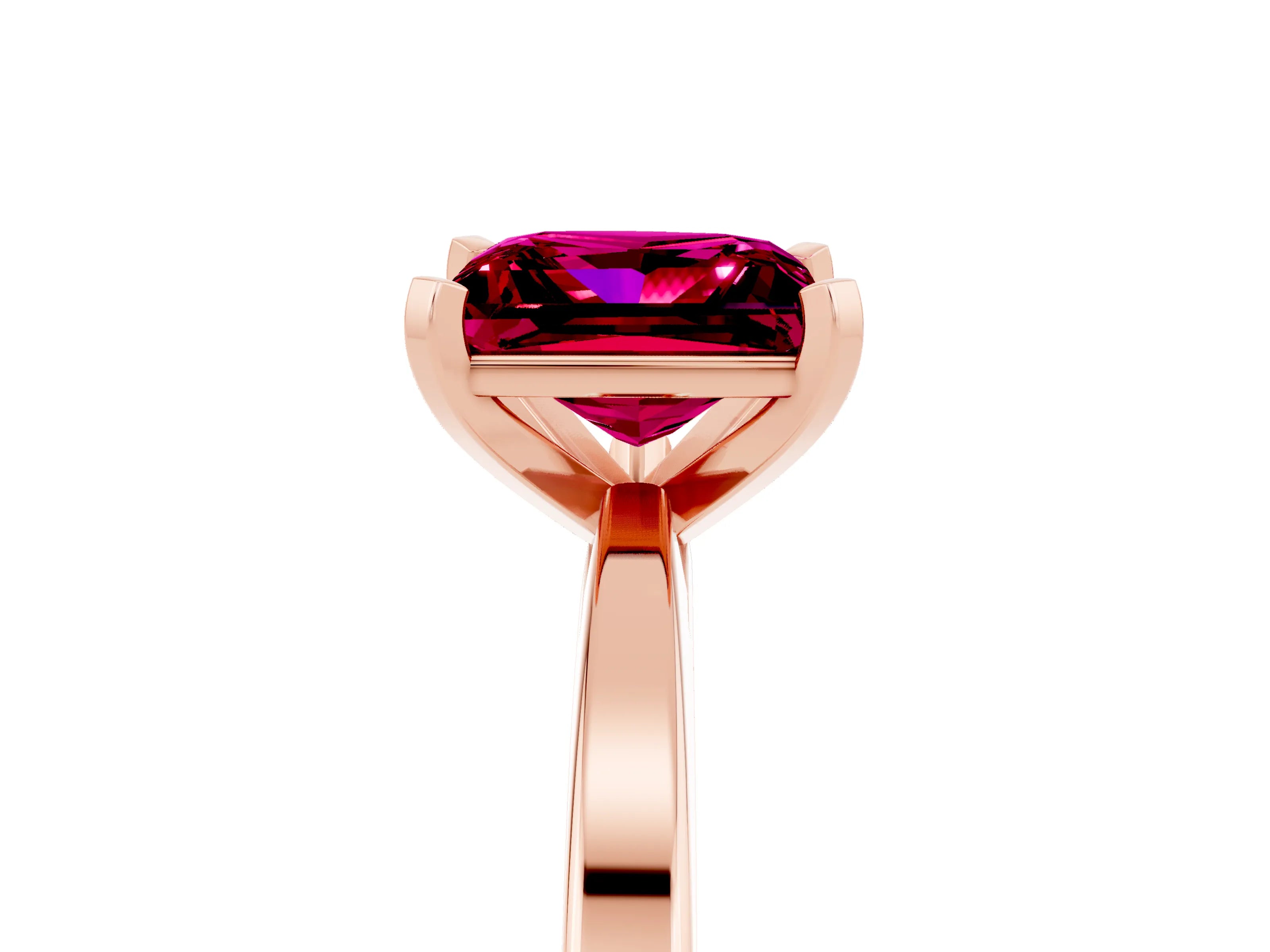 Rose gold Princess Cut Garnet Solitaire Engagement Ring with Classic Band and Four-Prong Setting_29