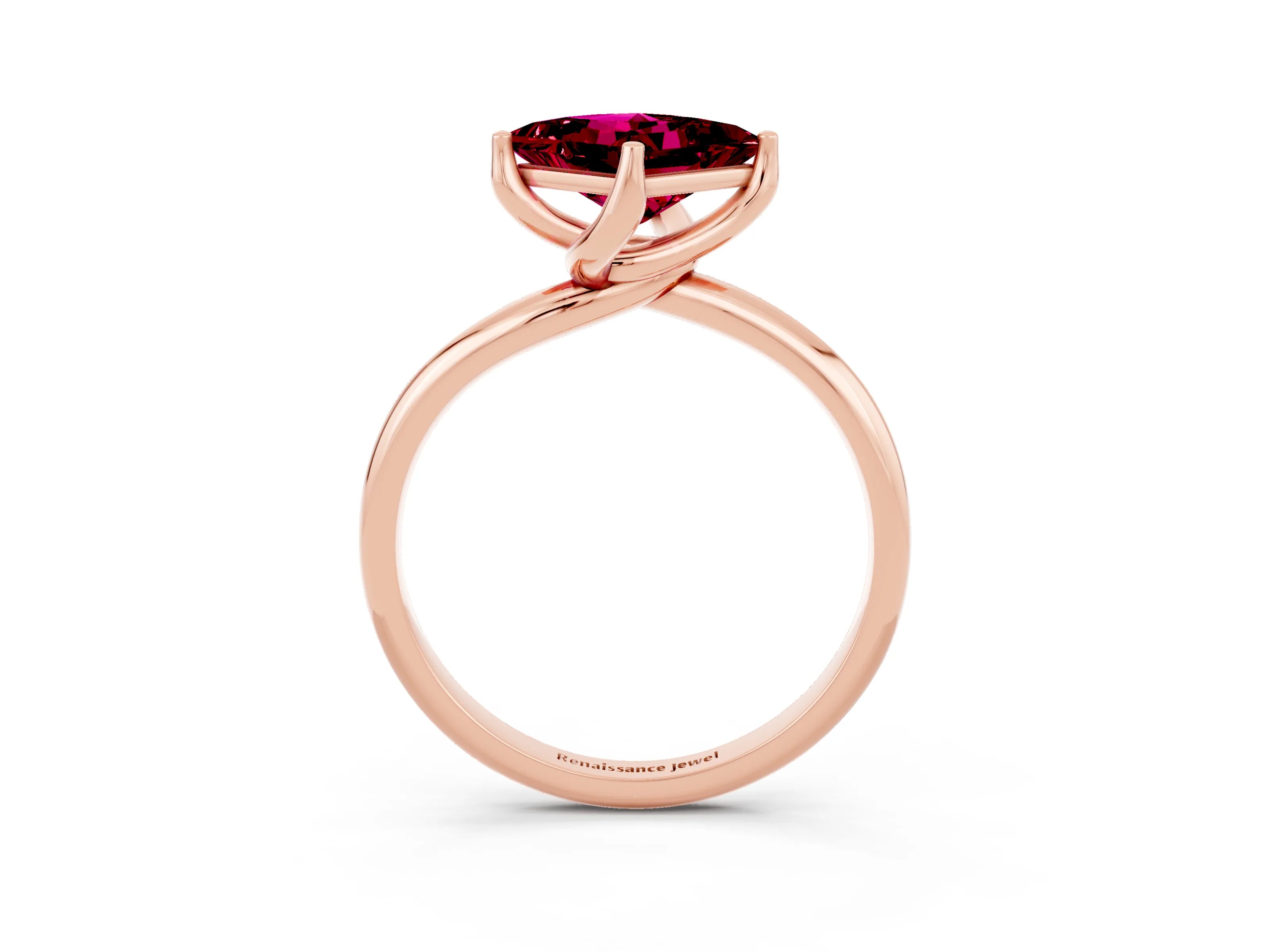 Rose gold Princess Cut Garnet Solitaire Engagement Ring with Four-Prong Setting and Classic Band_15