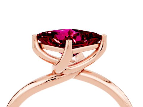 Rose gold Princess Cut Garnet Solitaire Engagement Ring with Four-Prong Setting and Classic Band_16