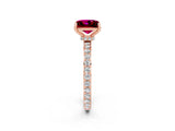 Rose gold Princess Cut Garnet Solitaire Engagement Ring with Pavé Band and Four-Prong Setting_2