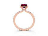 Rose gold Princess Cut Garnet Solitaire Engagement Ring with Pavé Band and Four-Prong Setting_3