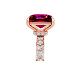 Rose gold Princess Cut Garnet Solitaire Engagement Ring with Pavé Band and Four-Prong Setting_5