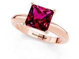 Rose gold Princess Cut Garnet Solitaire Engagement Ring with Round Band and Four-Prong Setting_1