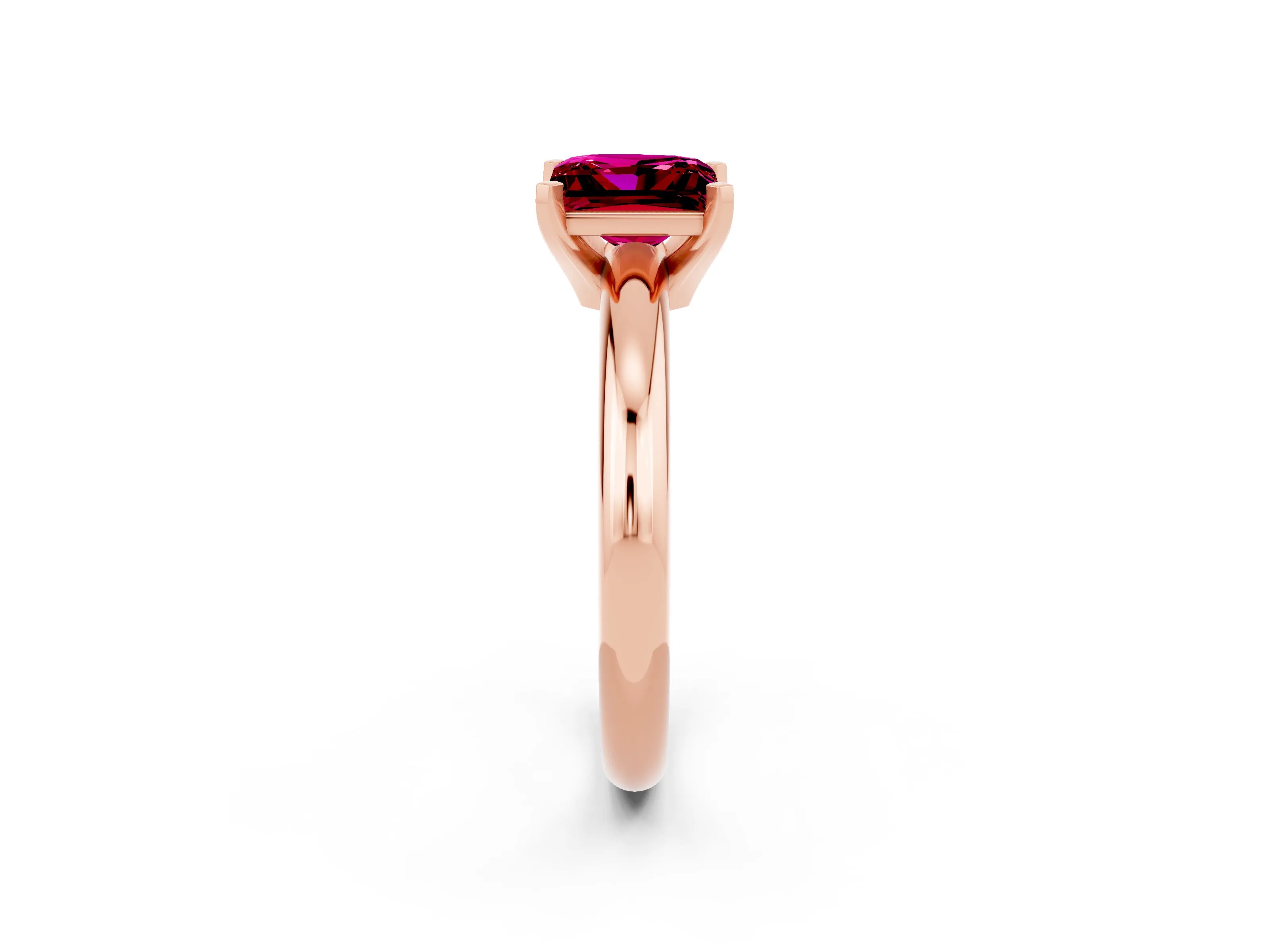 Rose gold Princess Cut Garnet Solitaire Engagement Ring with Round Band and Four-Prong Setting_2