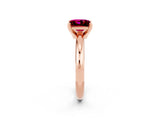 Rose gold Princess Cut Garnet Solitaire Engagement Ring with Round Band and Four-Prong Setting_2