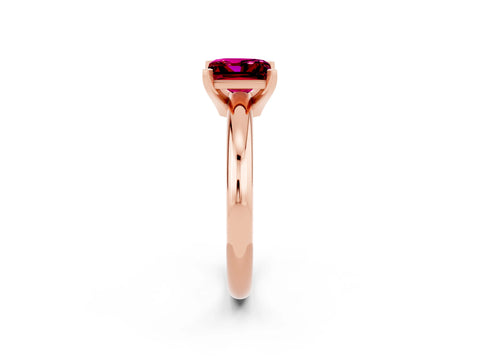Rose gold Princess Cut Garnet Solitaire Engagement Ring with Round Band and Four-Prong Setting_2