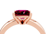 Rose gold Princess Cut Garnet Solitaire Engagement Ring with Round Band and Four-Prong Setting_4
