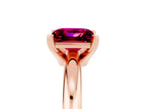 Rose gold Princess Cut Garnet Solitaire Engagement Ring with Round Band and Four-Prong Setting_5