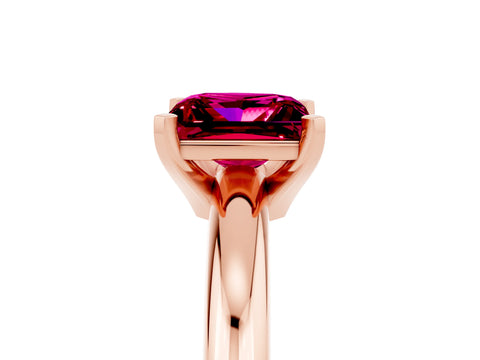 Rose gold Princess Cut Garnet Solitaire Engagement Ring with Round Band and Four-Prong Setting_5