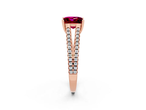 Rose gold Princess Cut Garnet Solitaire Engagement Ring with Split Shank Pavé Band_2