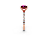 Rose gold Princess Cut Garnet Solitaire Pavé Band with Four-Prong Setting_2