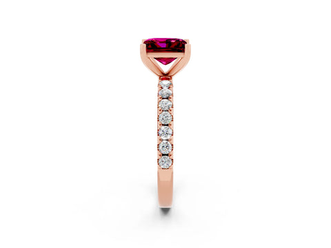Rose gold Princess Cut Garnet Solitaire Pavé Band with Four-Prong Setting_2