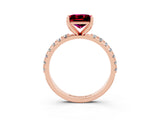 Rose gold Princess Cut Garnet Solitaire Pavé Band with Four-Prong Setting_3