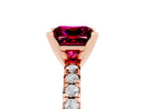 Rose gold Princess Cut Garnet Solitaire Pavé Engagement Ring with Round Band and Prong Setting_71