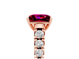 Rose gold Princess Cut Garnet Solitaire Ring with Cathedral Setting and Pavé Band_5