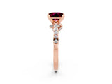 Rose gold Princess Cut Garnet Solitaire Ring with Crossover Gallery and Round  Pavé Band_14