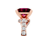 Rose gold Princess Cut Garnet Solitaire Ring with Crossover Gallery and Round  Pavé Band_17