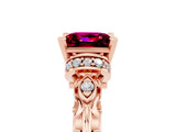 Rose gold Princess Cut Garnet Solitaire Ring with Filigree Band and Four-Prong Setting_38