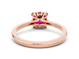 Rose gold Princess Cut Garnet Solitaire Ring with Flower Prong Setting and Classic Band_12