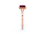 Rose gold Princess Cut Garnet Solitaire Ring with Flower Prong Setting and Classic Band_14