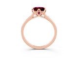 Rose gold Princess Cut Garnet Solitaire Ring with Flower Prong Setting and Classic Band_15