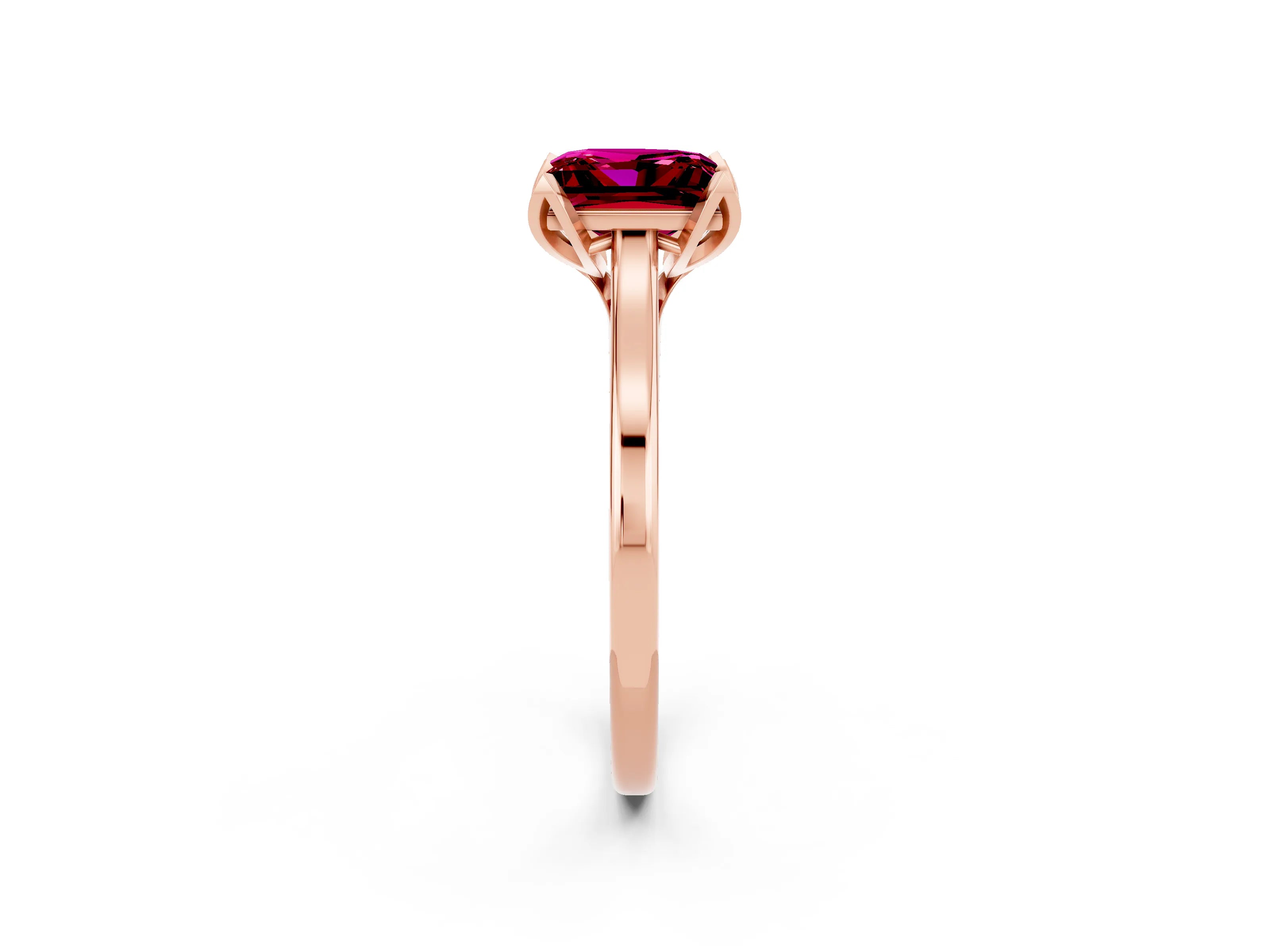 Rose gold Princess Cut Garnet Solitaire Ring with Flower Prong Setting and Classic Band_26