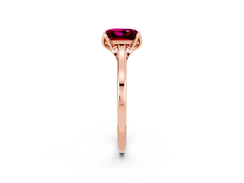 Rose gold Princess Cut Garnet Solitaire Ring with Flower Prong Setting and Classic Band_26